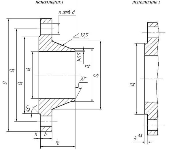 Фланец воротниковый чертеж