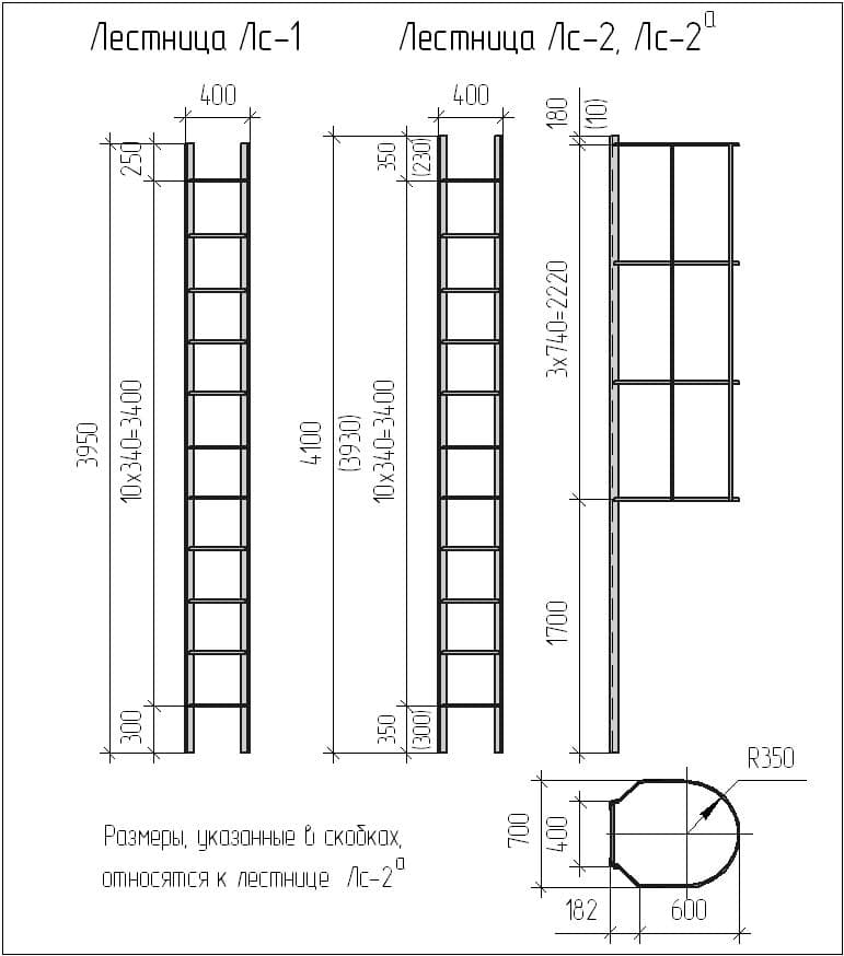 Лестница приставная деревянная чертеж