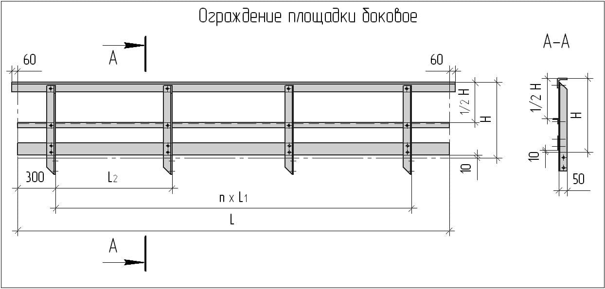 Чертеж ограждения площадок