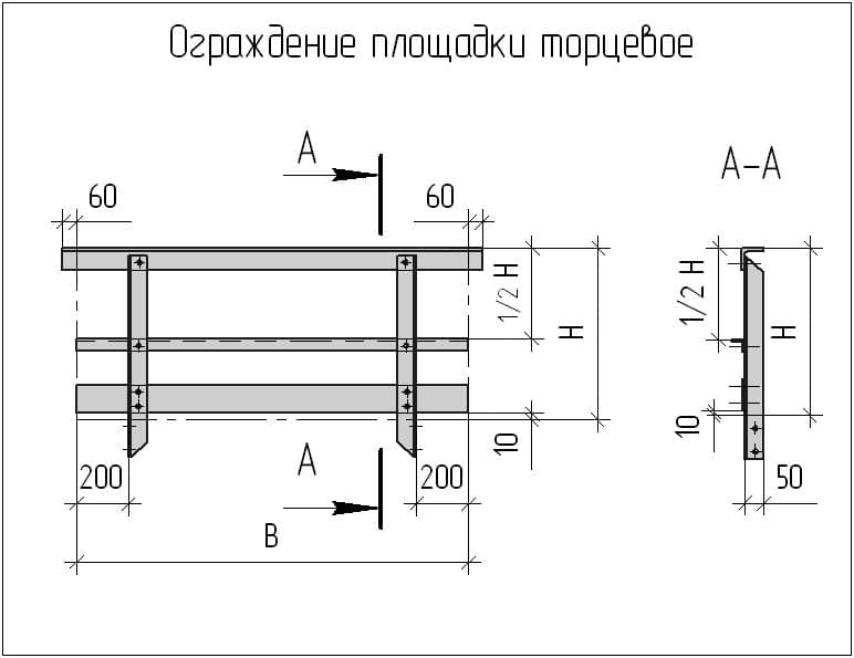 Чертеж ограждения площадок