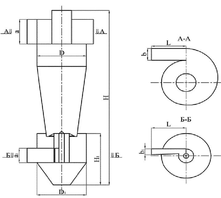 Чертеж циклонного пылеуловителя