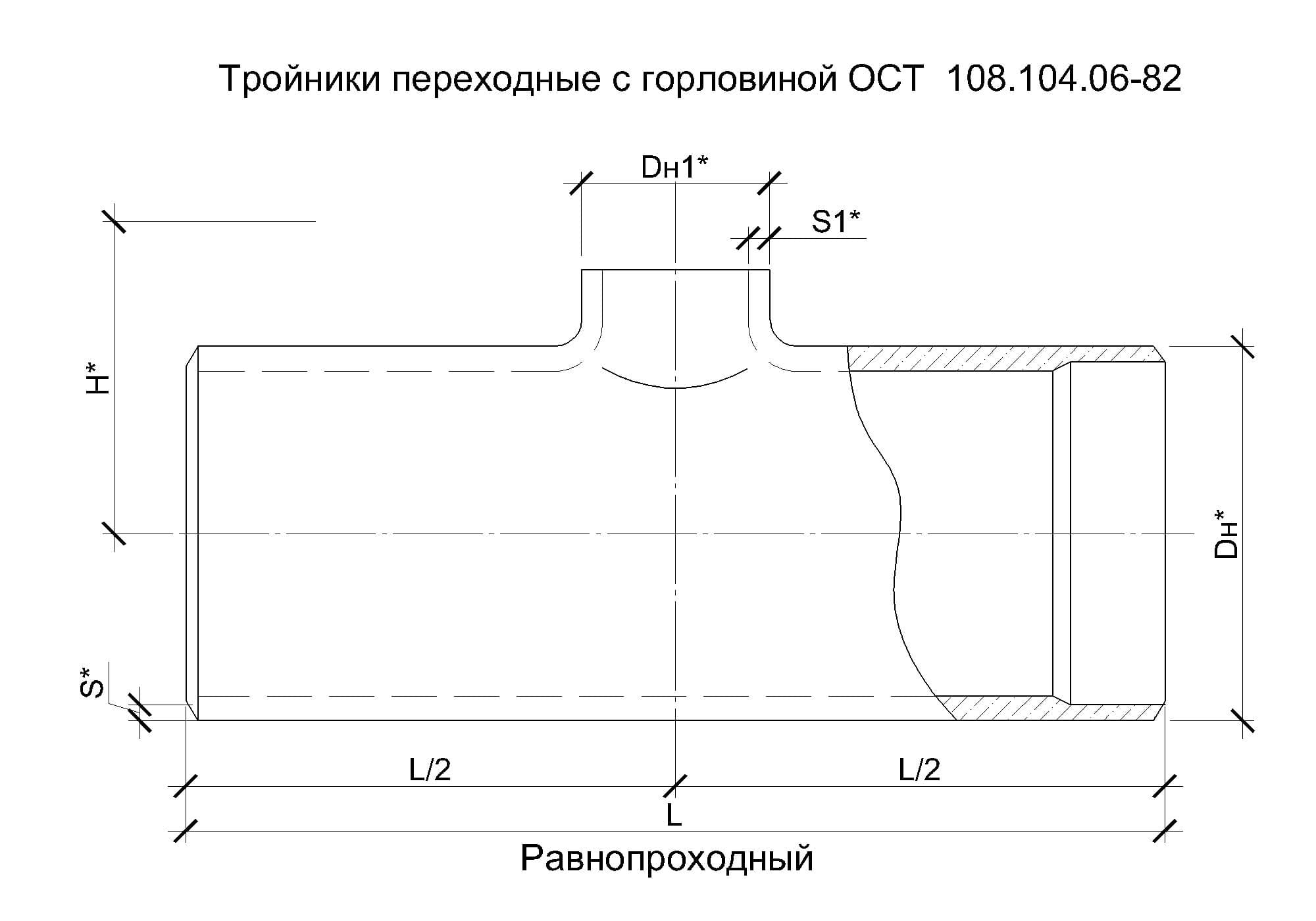 Штанообразный тройник чертеж