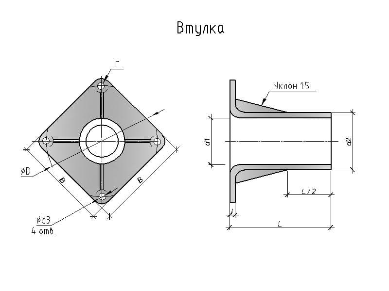 Чертеж втулки гост