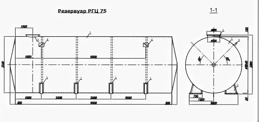 Резервуар горизонтальный стальной ргс 50 чертеж