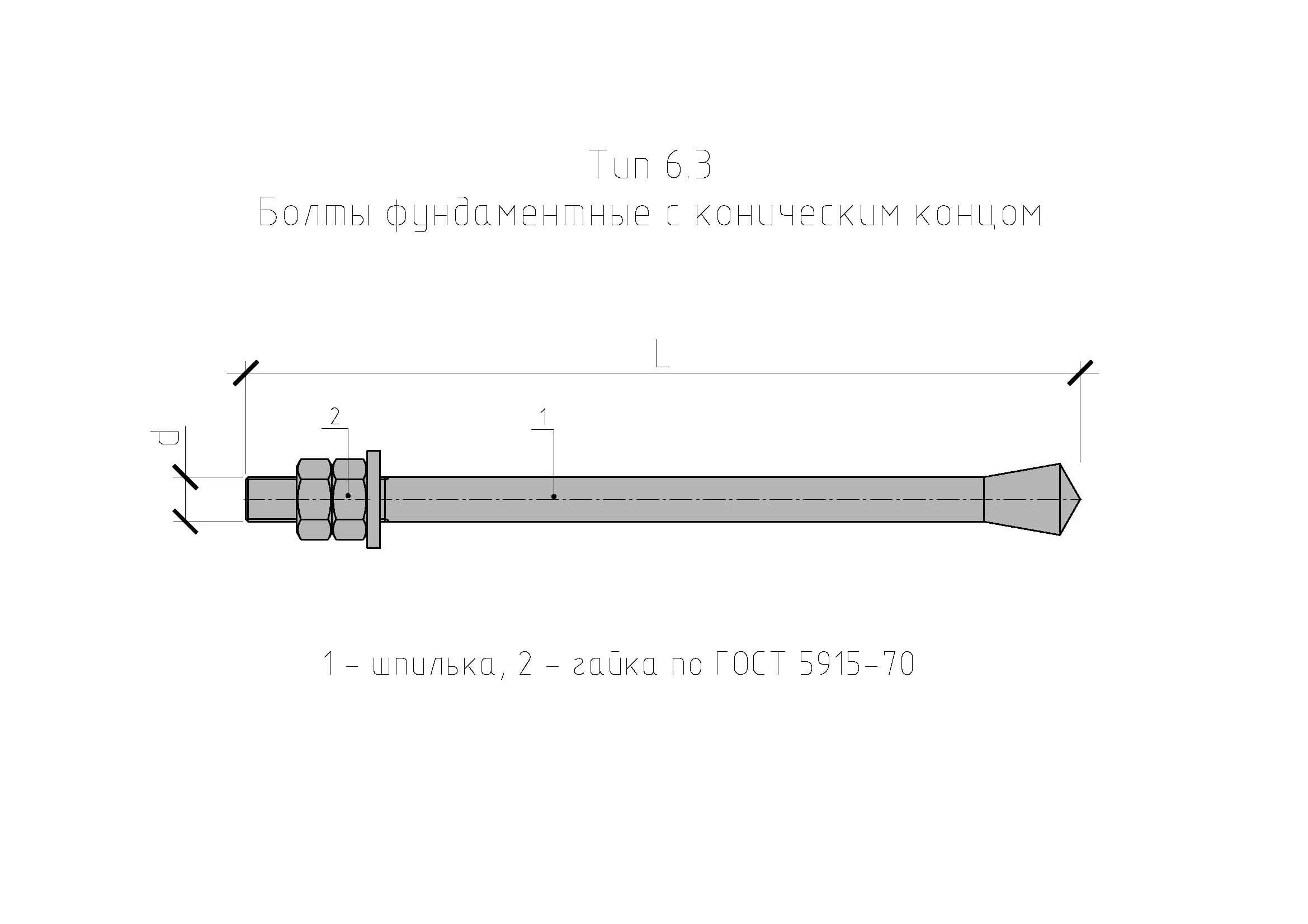 Конический болт чертеж